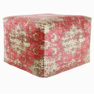 Ottoman Floor Pouf Red / Cream Oriental Rug Pattern NWT Decor Therapy